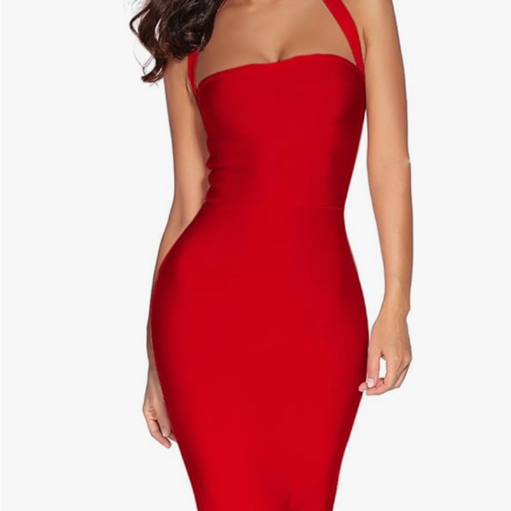 Womens Halter Fishtail Bandage Party Dress | Wedding Guest Dress | Small